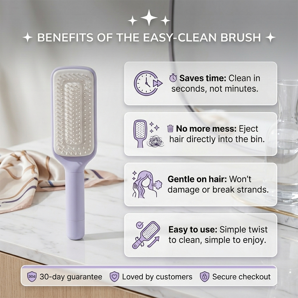 Self-Cleaning Hair Brush - Cleans in 2 Seconds