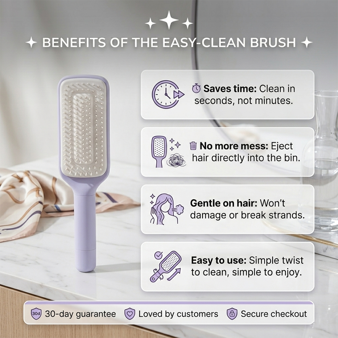 Self-Cleaning Hair Brush - Cleans in 2 Seconds