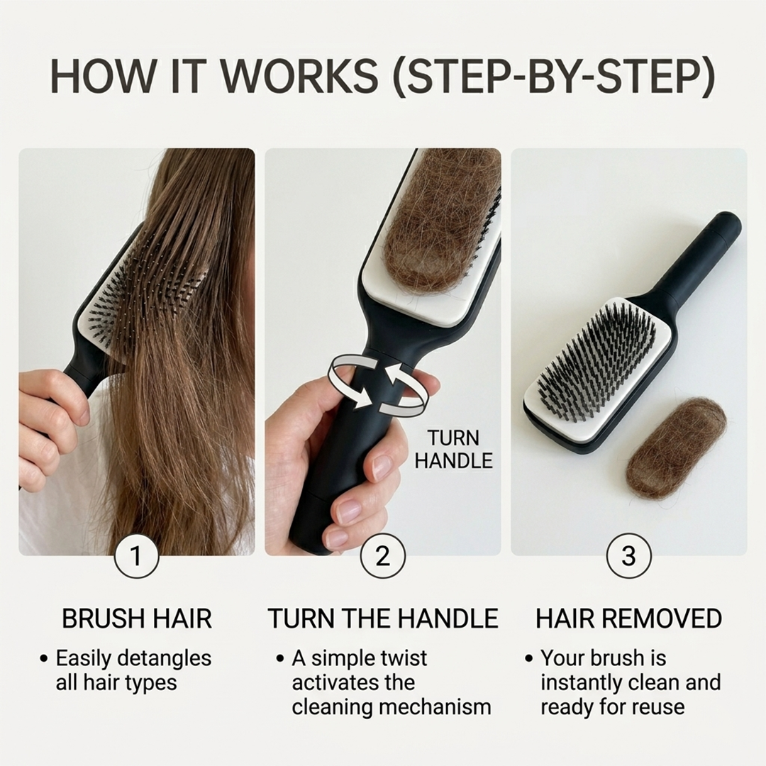 Self-Cleaning Hair Brush - Cleans in 2 Seconds