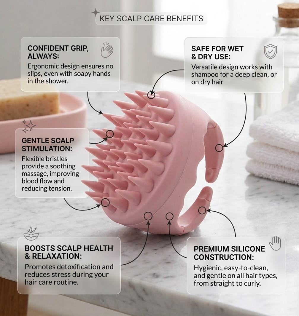 Scalp Massage Brush - Silicone Shampoo Brush for Hair Growth & Dandruff Care