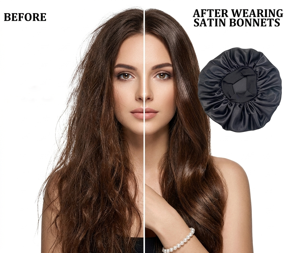 Satin Sleep Bonnet - Anti-Frizz Hair Protection Night Cap for Sleeping
